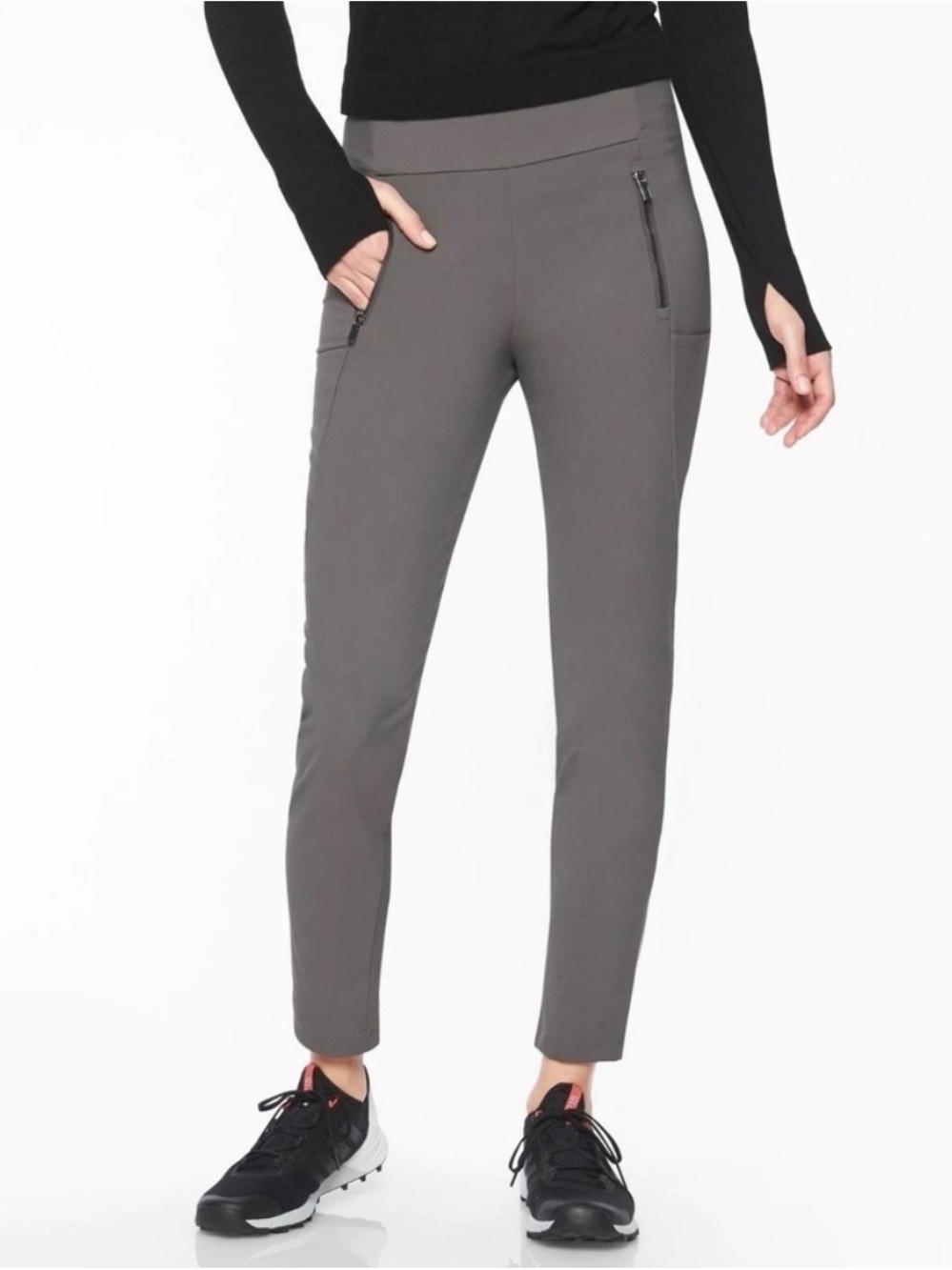 ATHLETA size 12 Slim Tech Ponte Ankle Pants in Gray